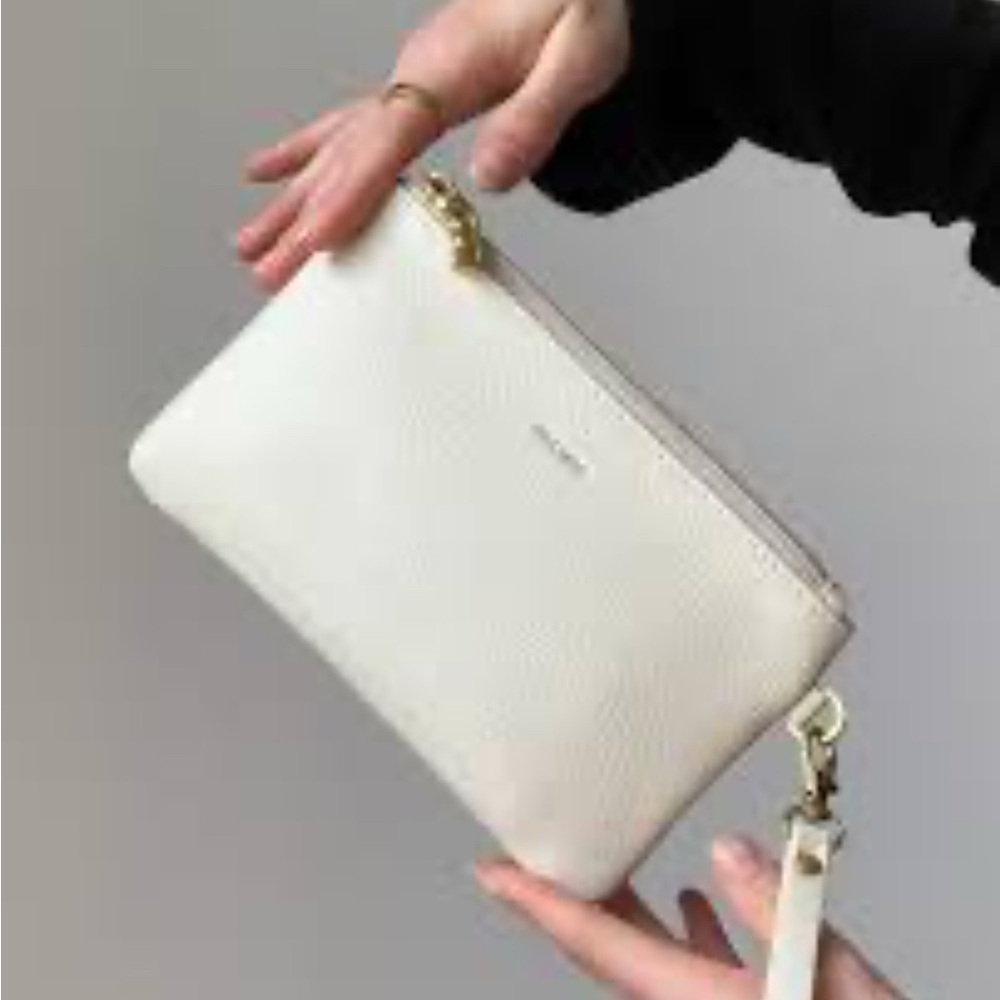 Pixie Mood Paris Double Zip Pouch Wristlet Coconut Cream